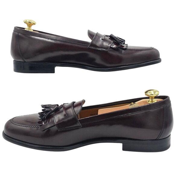 Mezlan Spain Burgundy Gloss Leather Tassel Kiltie Loafers Men 11.5M Dress Shoes